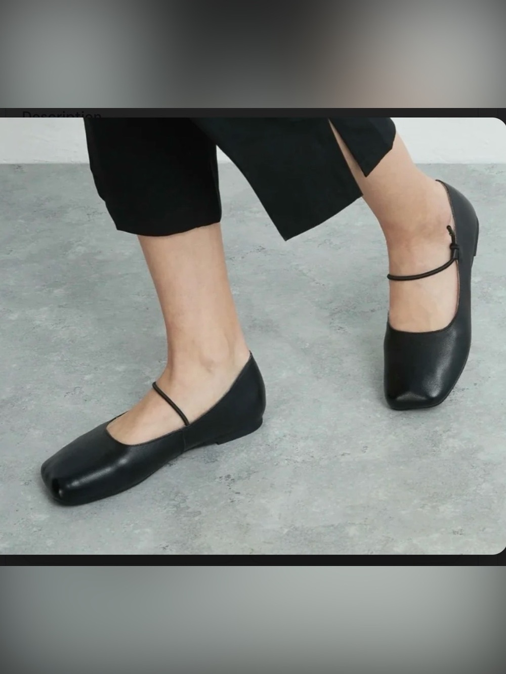 EMPRESS Nappa Leather flat with Square Toe size 8 in Black new